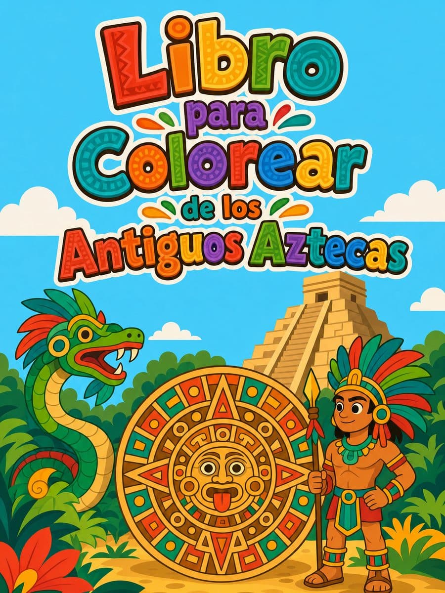 Libro para Colorear de los Antiguos Aztecas coloring book cover