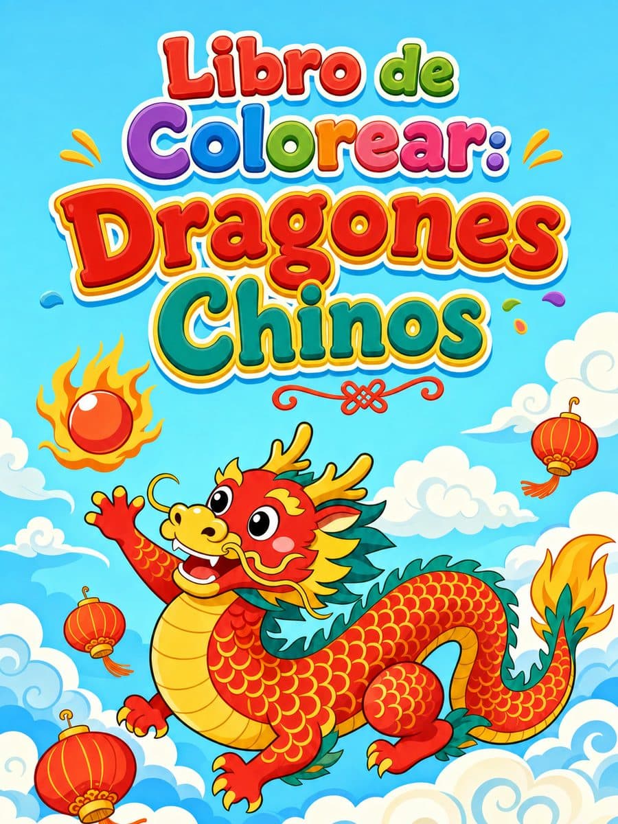 Libro de Colorear: Dragones Chinos coloring book — Cover
