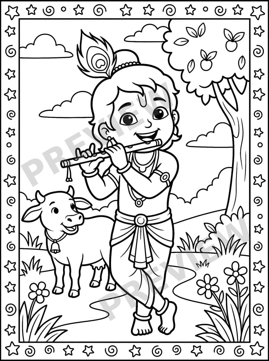 Hindu Mythology for Kids: A Coloring Book Page Sample 2 thumbnail
