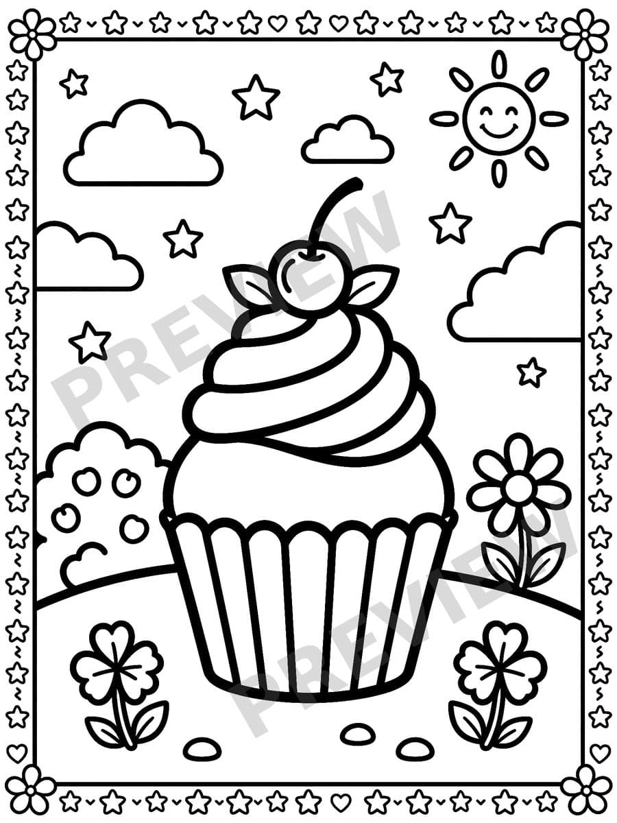 World Desserts Coloring Book Page Sample 2 thumbnail