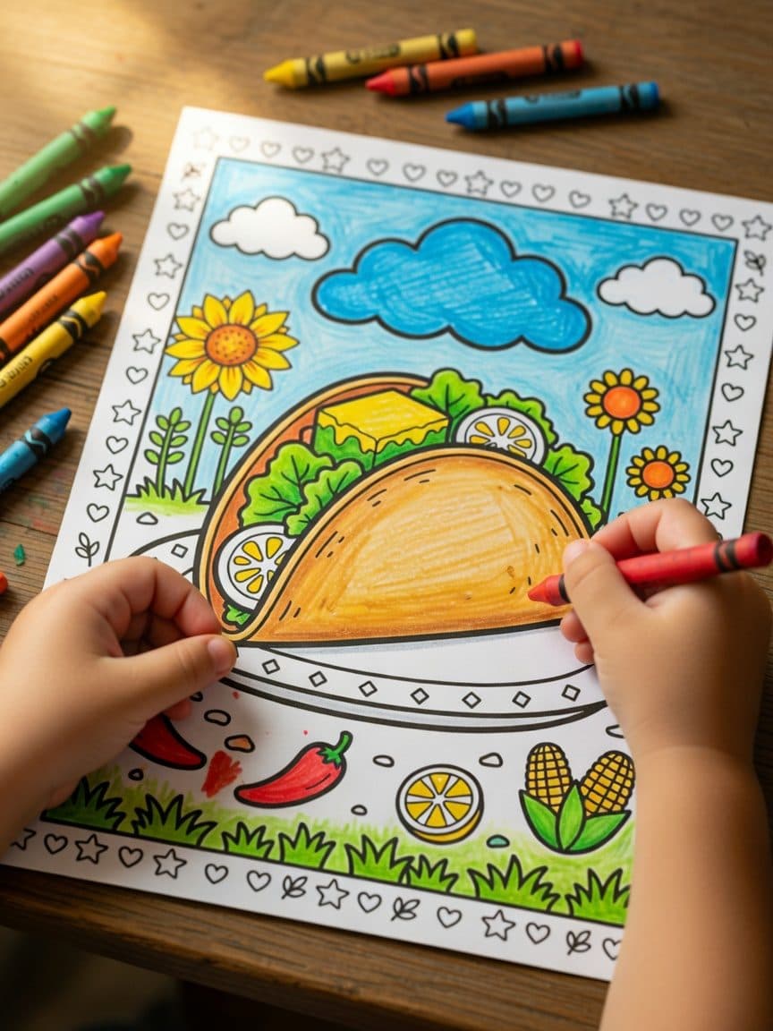 Mexican Food Fiesta Coloring Book Page Sample 1 thumbnail