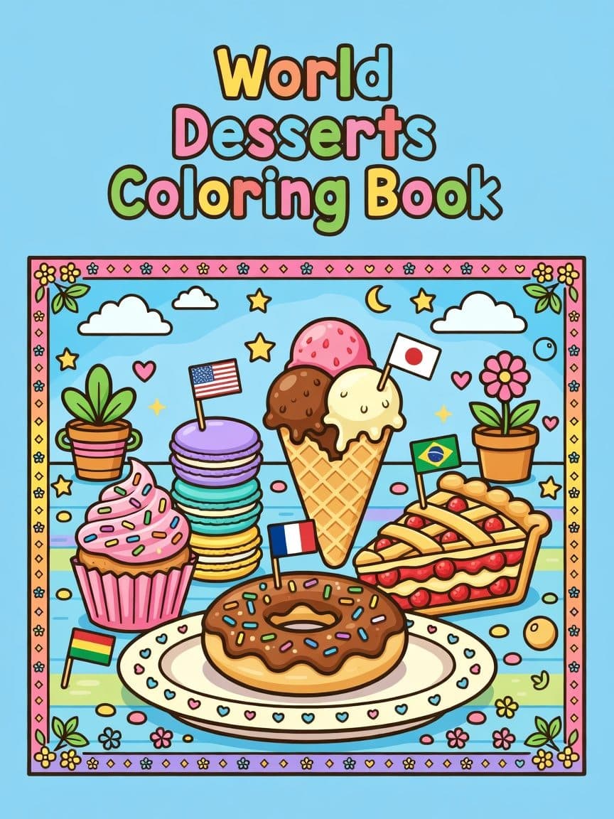 World Desserts Coloring Book cover