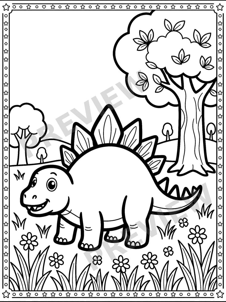 Le Monde des Dinosaures à Colorier Page Sample 2 thumbnail