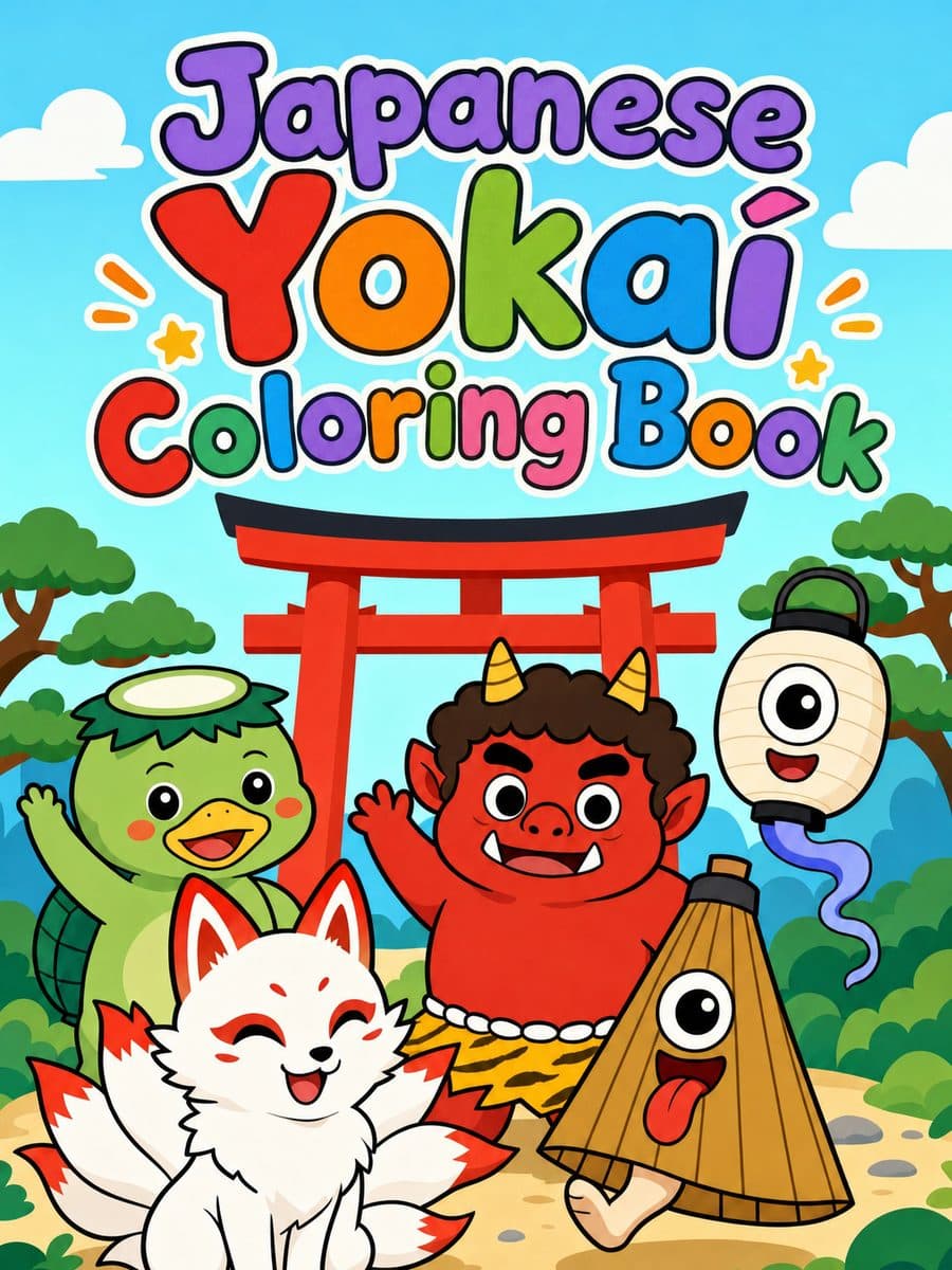 Japanese Yokai Coloring Book coloring book cover