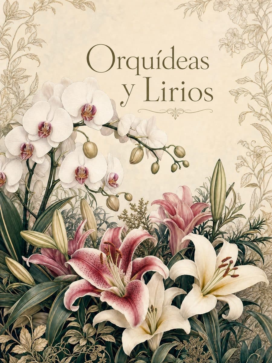 Orquídeas y Lirios coloring book cover
