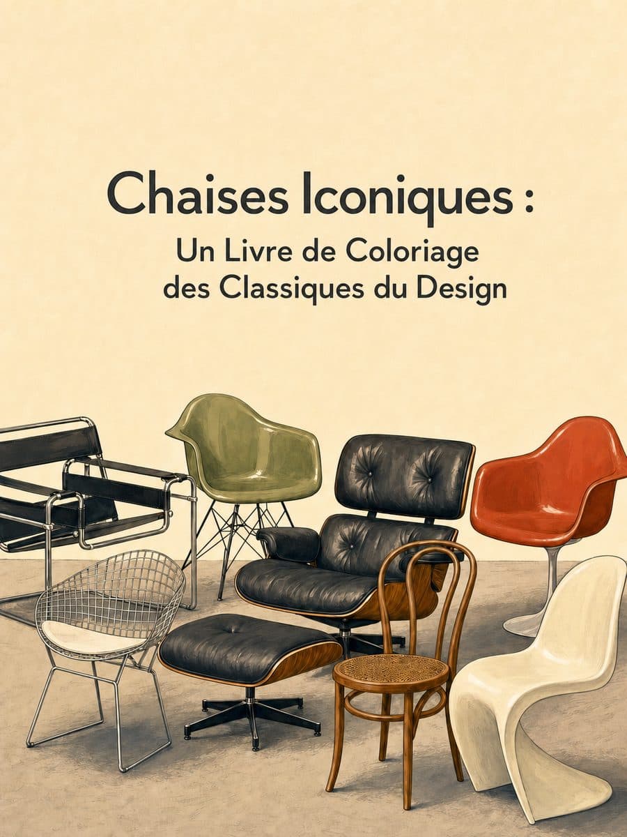 Chaises Iconiques : Un Livre de Coloriage des Classiques du Design coloring book cover