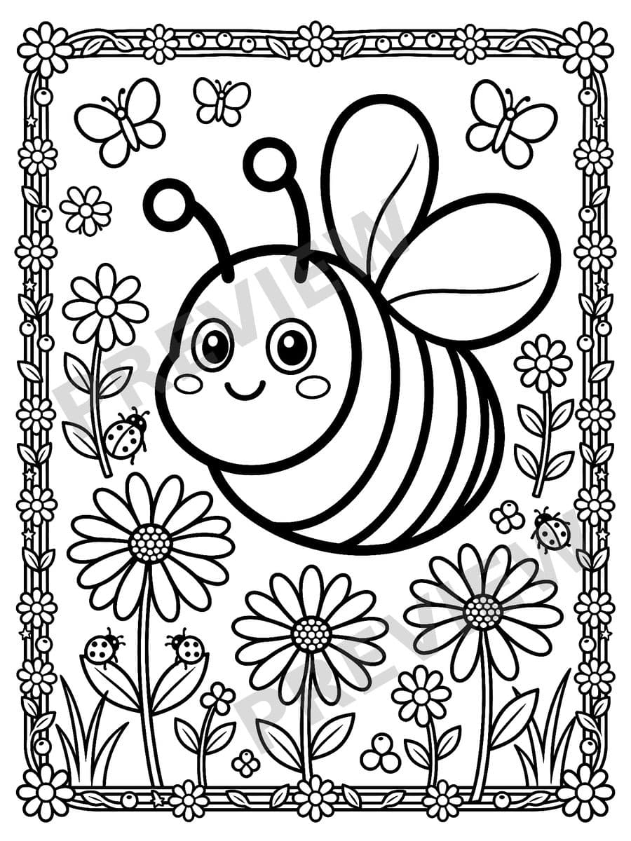 Bugs & Insects Coloring Book Page Sample 2 thumbnail