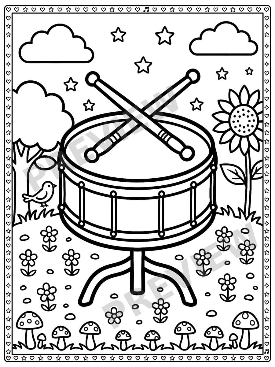 Mi Libro para Colorear de Instrumentos Musicales Page Sample 2 thumbnail