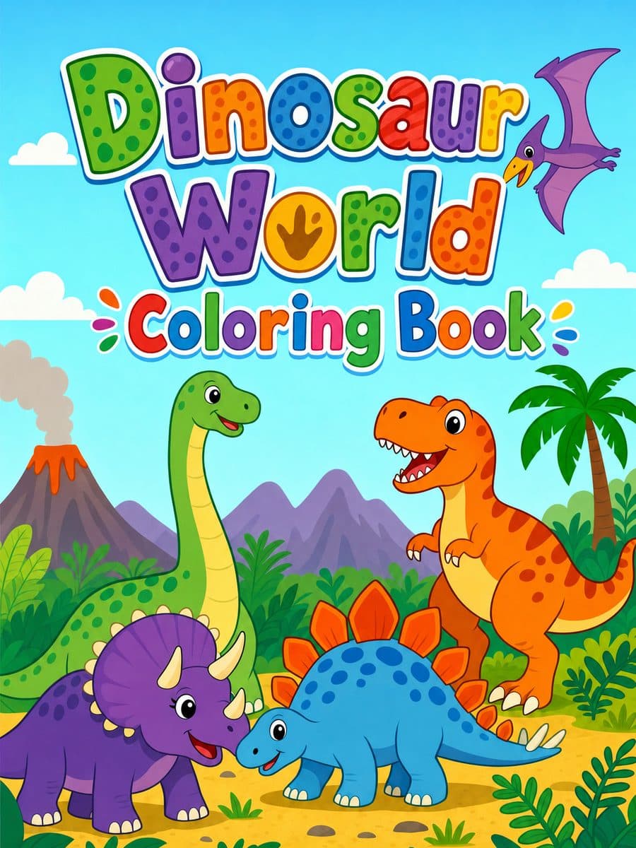 Dinosaur World Coloring Book coloring book cover