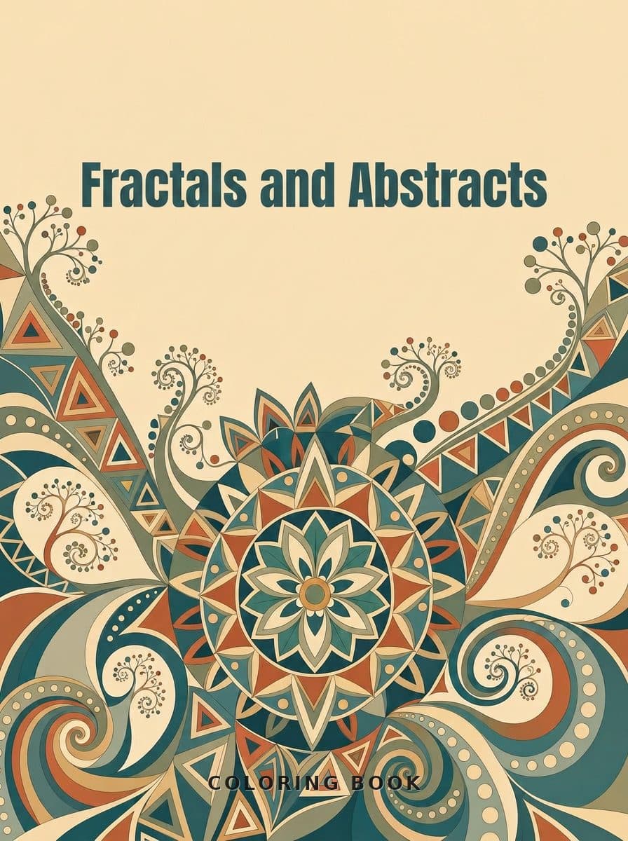 Fractals and Abstracts coloring book cover