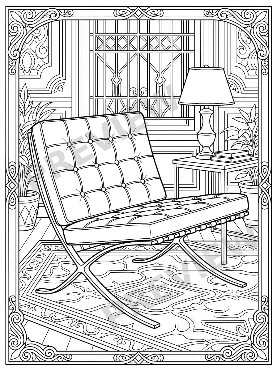 Sillas Icónicas: Un Libro para Colorear de Clásicos del Diseño Page Sample 2 thumbnail