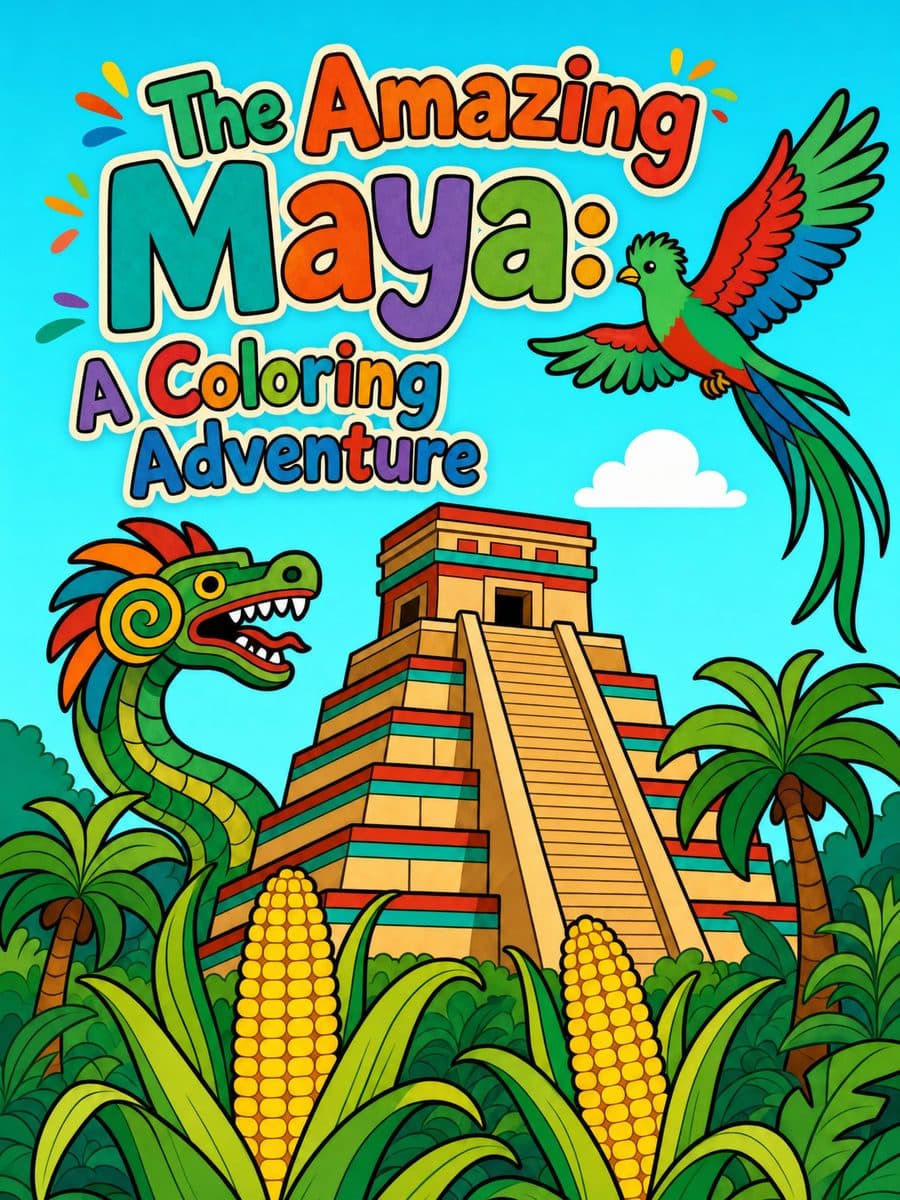The Amazing Maya: A Coloring Adventure coloring book cover