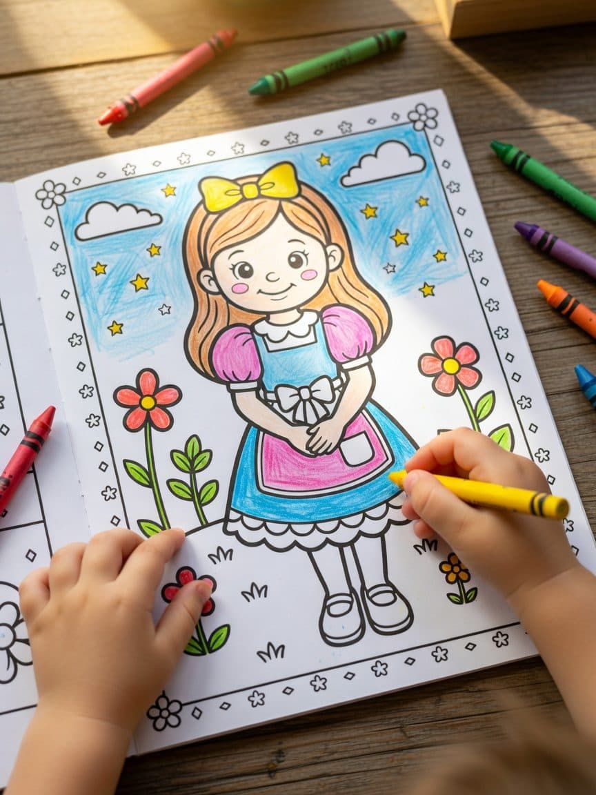 Alice in Wonderland Coloring Book Page Sample 1 thumbnail