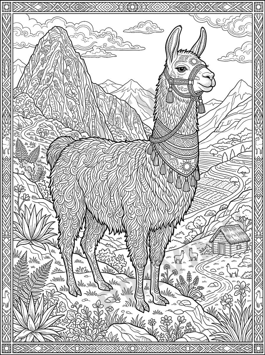 El Imperio Inca: Un Viaje de Colorear para Adultos Page Sample 2 thumbnail