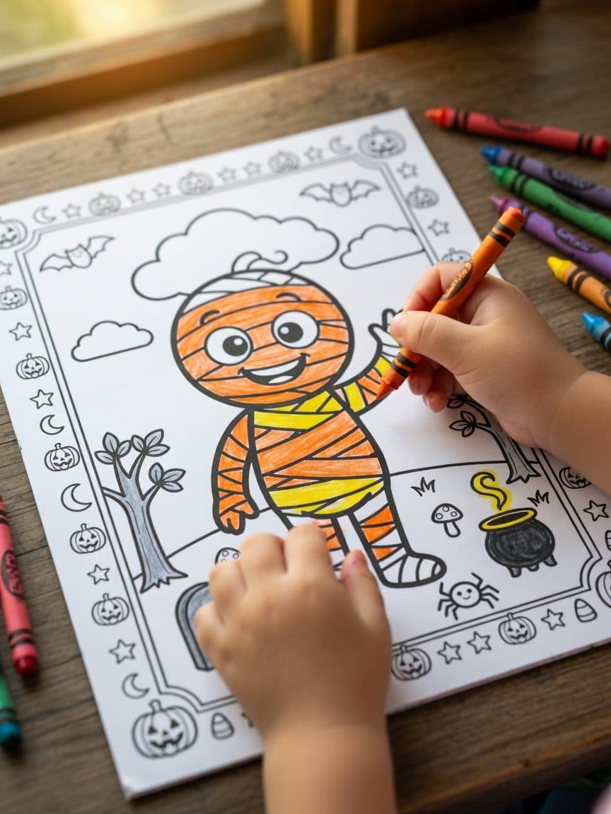 The Friendly Mummies Coloring Book Page Sample 1 thumbnail