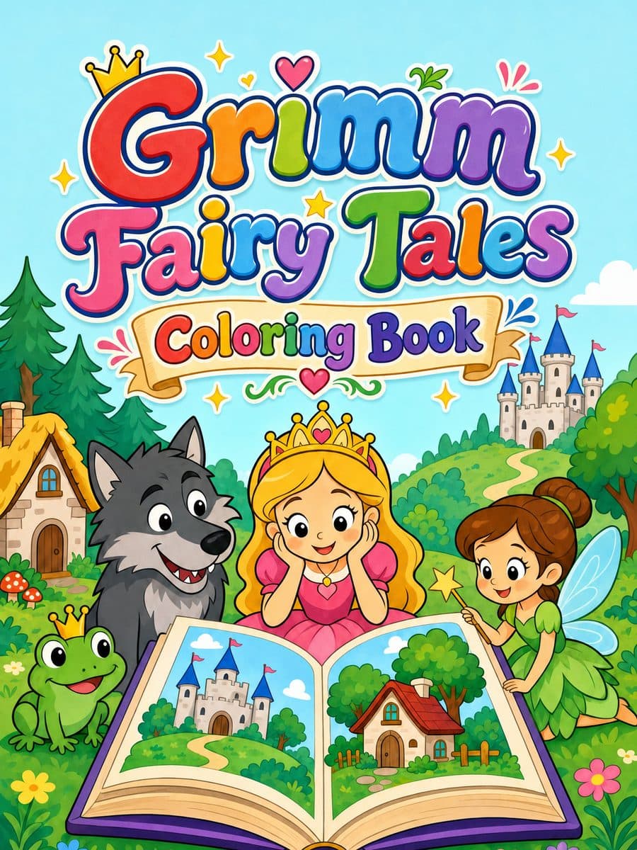 Grimm Fairy Tales Coloring Book coloring book cover