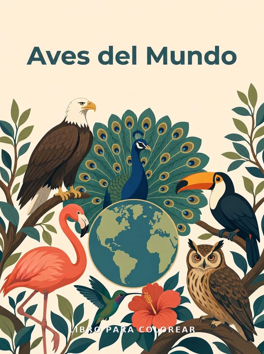 Aves del Mundo coloring book cover
