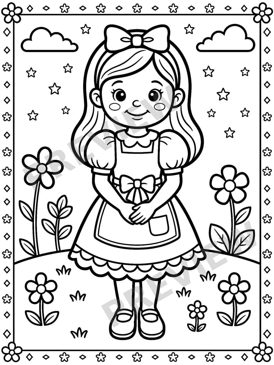 Alice in Wonderland Coloring Book Page Sample 2 thumbnail