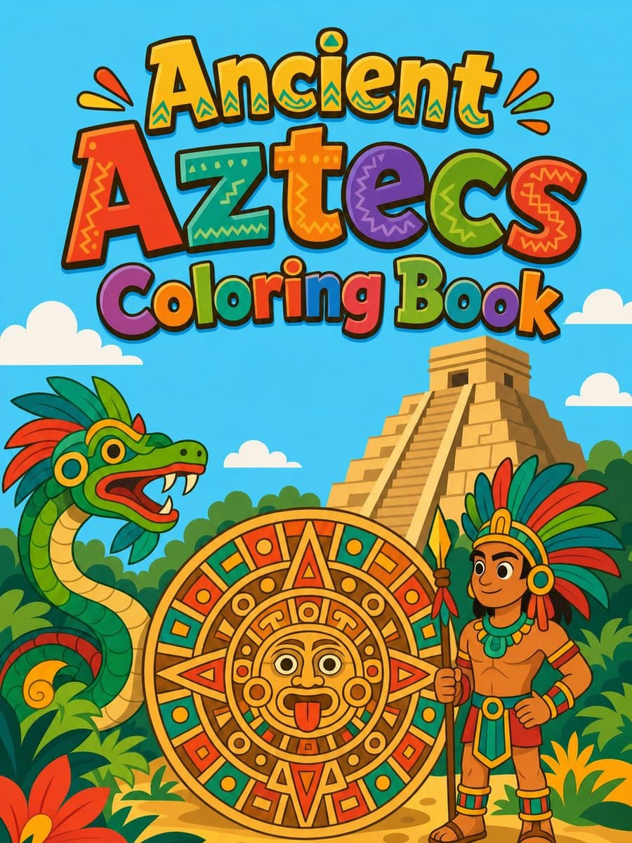Ancient Aztecs Coloring Book coloring book cover