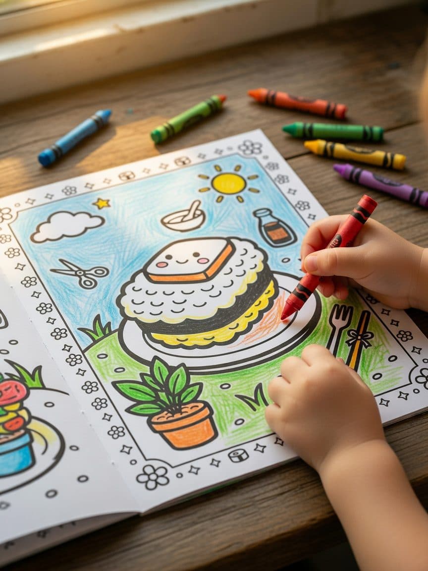 Livre de Coloriage des Sushis Japonais Page Sample 1 thumbnail