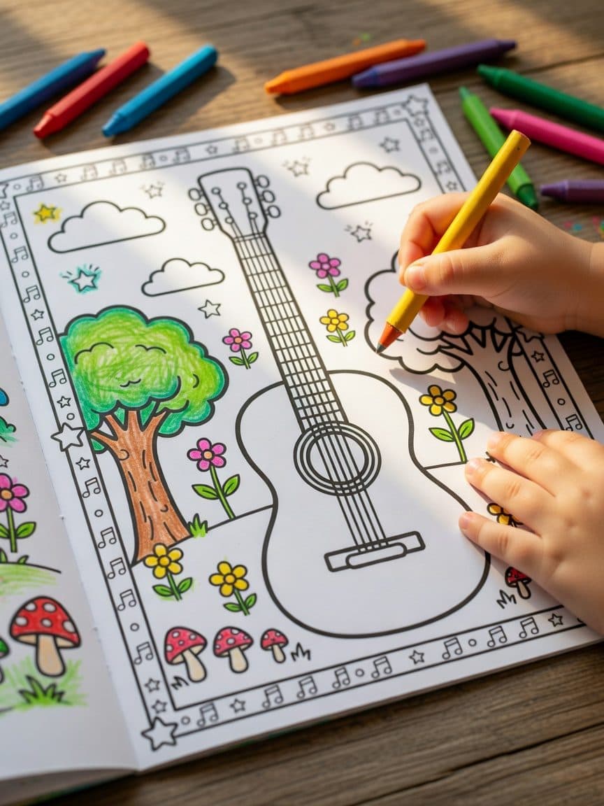 My Musical Instruments Coloring Book Page Sample 1 thumbnail