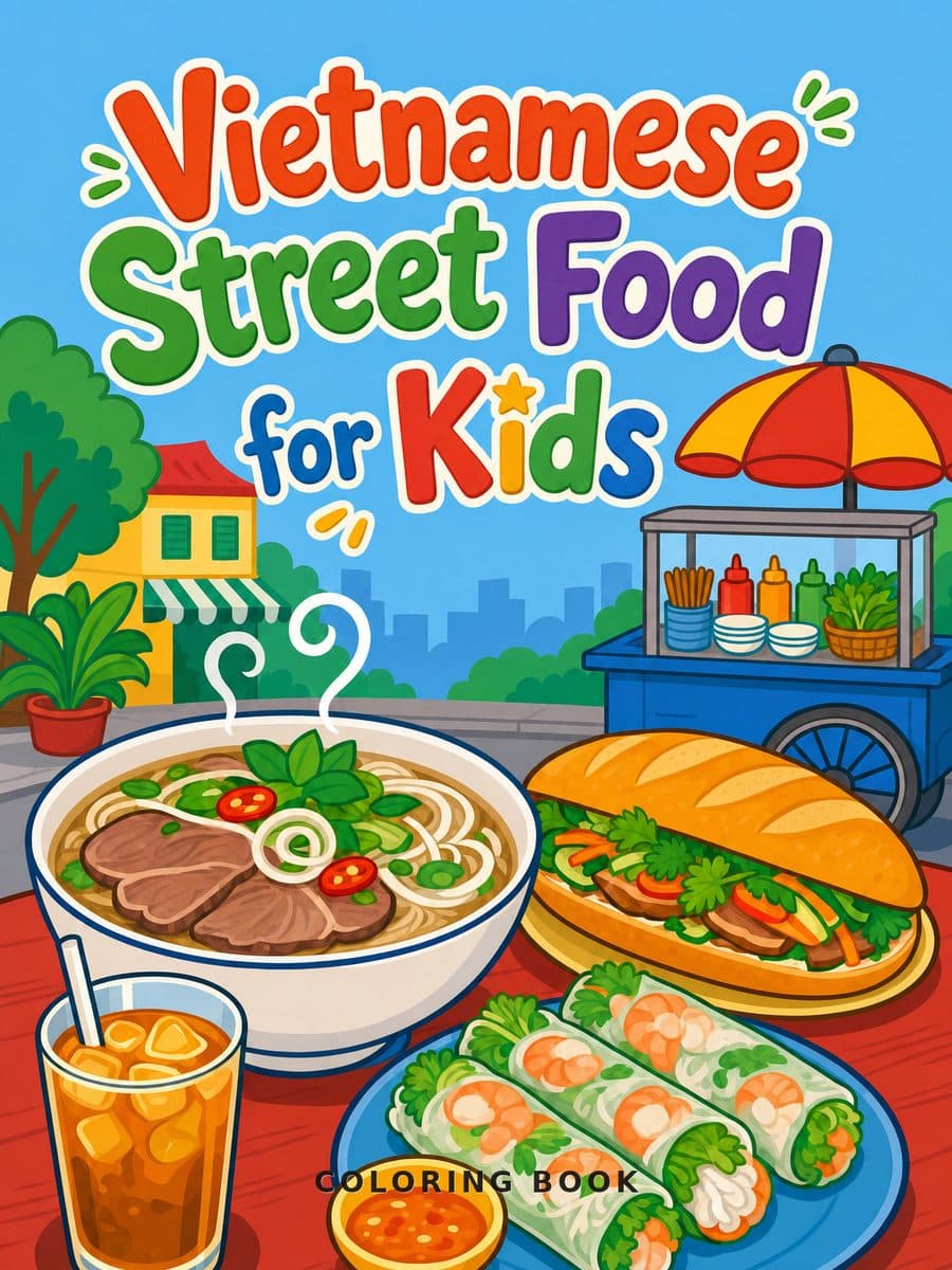 Vietnamese Street Food for Kids coloring book cover
