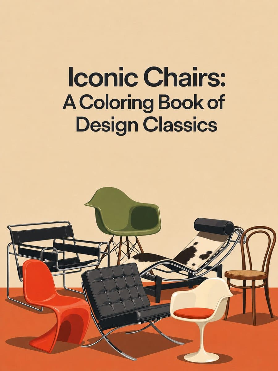 Iconic Chairs: A Coloring Book of Design Classics coloring book cover