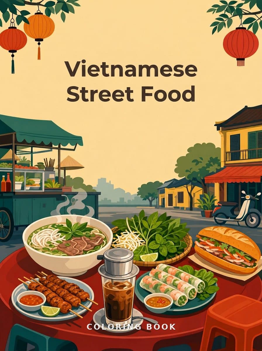 Vietnamese Street Food coloring book cover