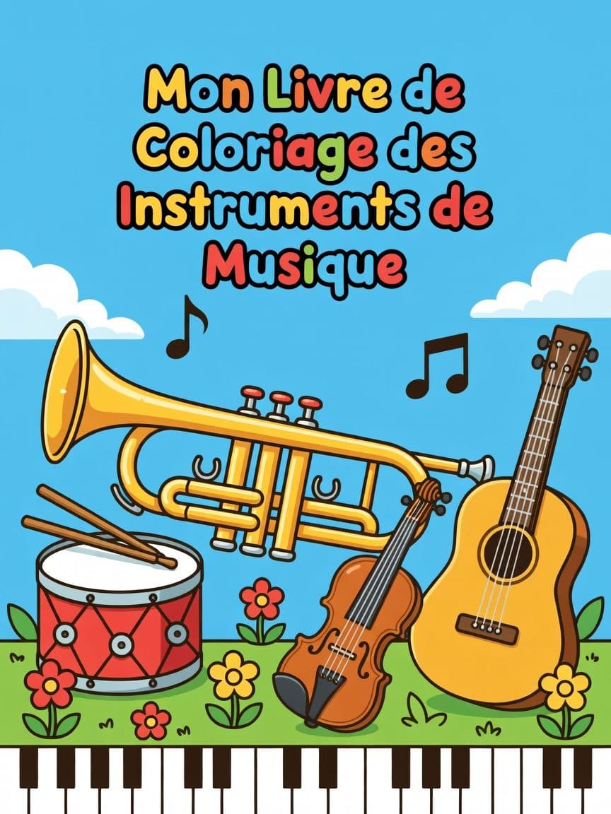 Mon Livre de Coloriage des Instruments de Musique — Cover