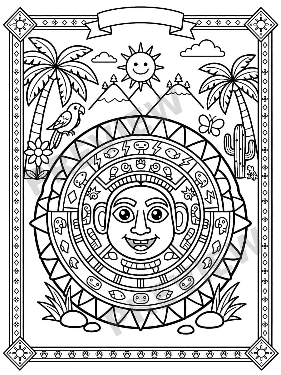 Libro para Colorear de los Antiguos Aztecas Page Sample 2 thumbnail