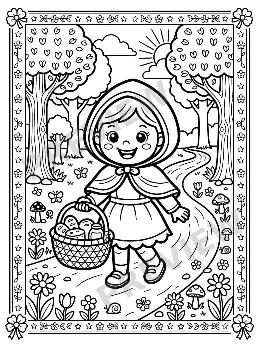 Grimm Fairy Tales Coloring Book, sample page 4
