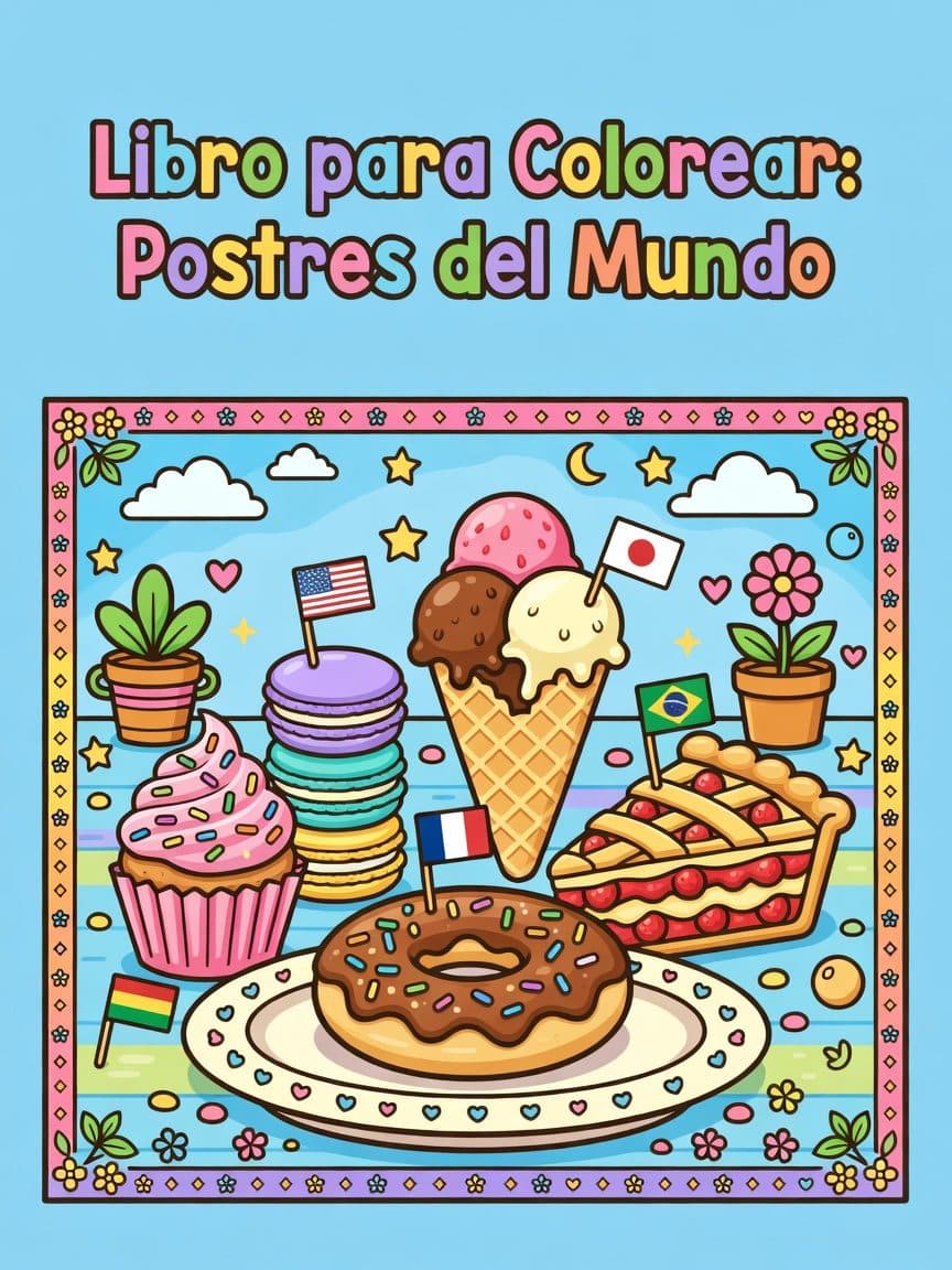 Libro para Colorear: Postres del Mundo cover