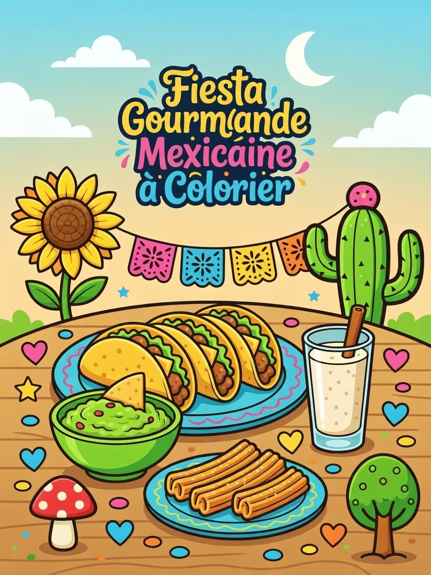 Fiesta Gourmande Mexicaine à Colorier cover