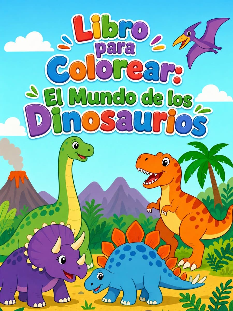 Libro para Colorear: El Mundo de los Dinosaurios coloring book — Cover