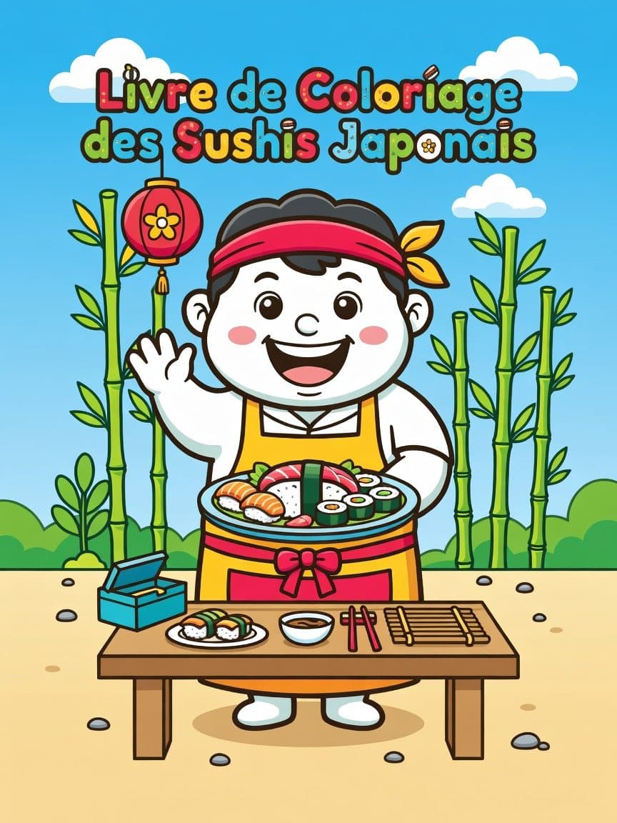 Livre de Coloriage des Sushis Japonais — Cover