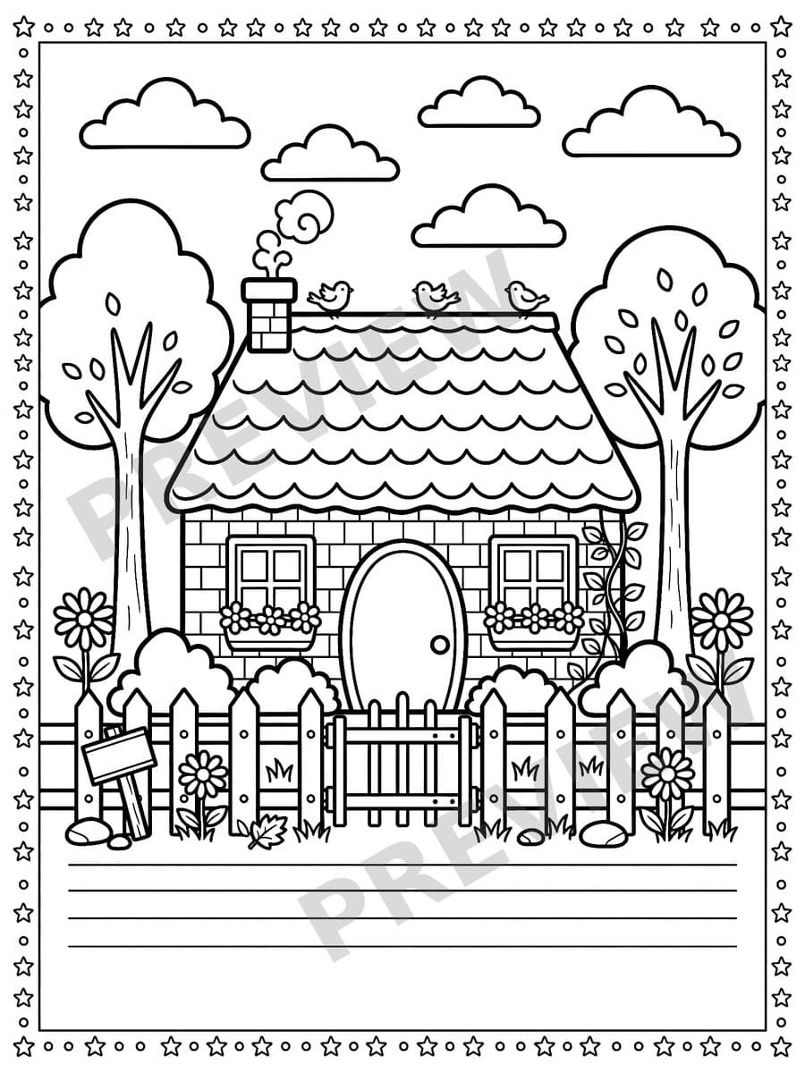 Grimm Fairy Tales Coloring Book, sample page 3