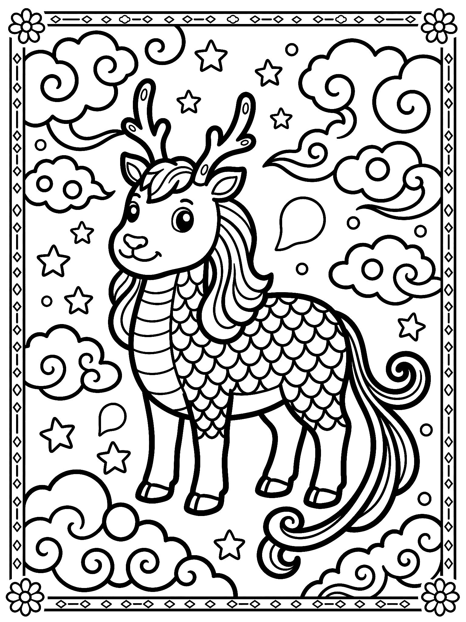 Free Mythology coloring page from Japanese Yokai Coloring Book