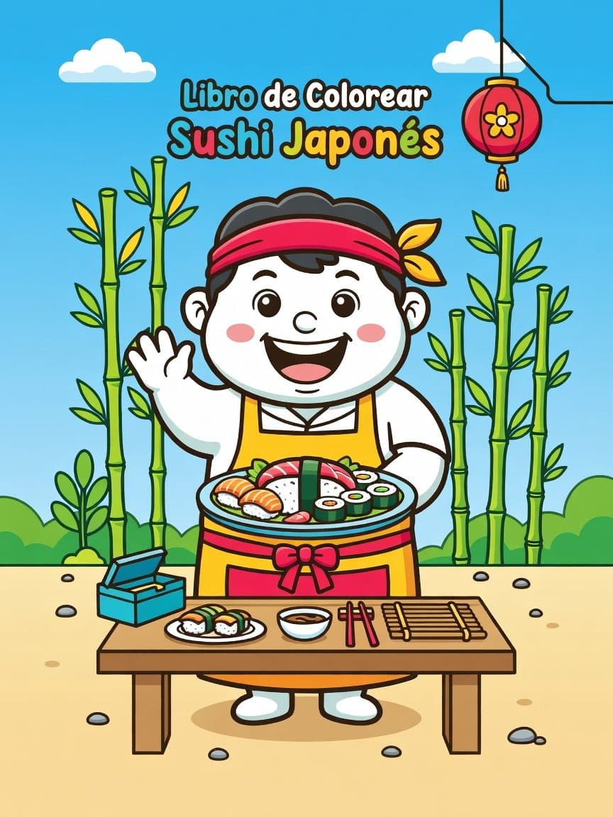 Libro de Colorear Sushi Japonés — Cover