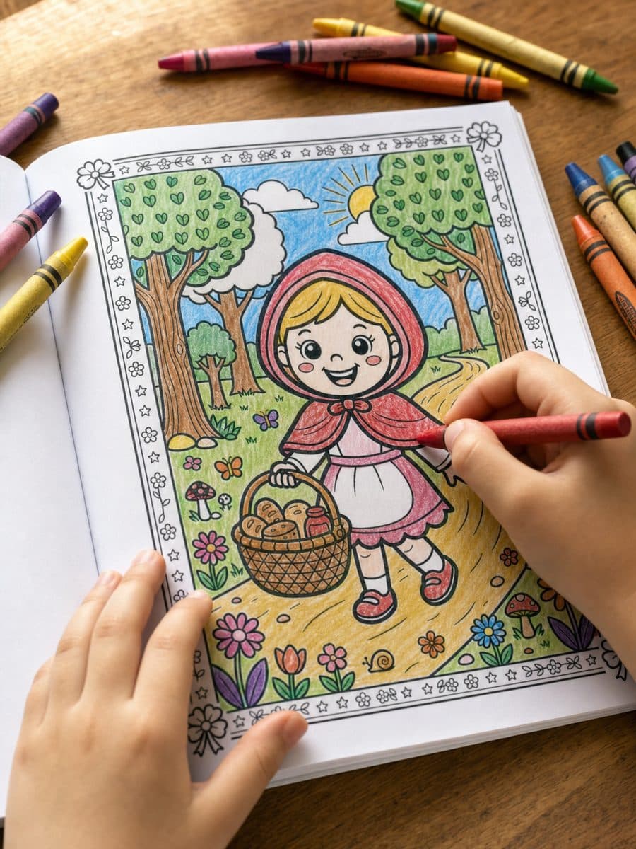 Grimm Fairy Tales Coloring Book, sample page 1