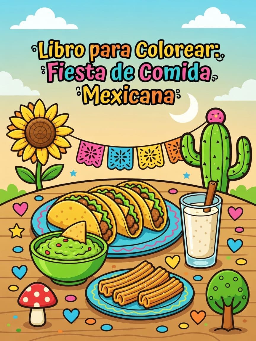 Libro para Colorear: Fiesta de Comida Mexicana cover