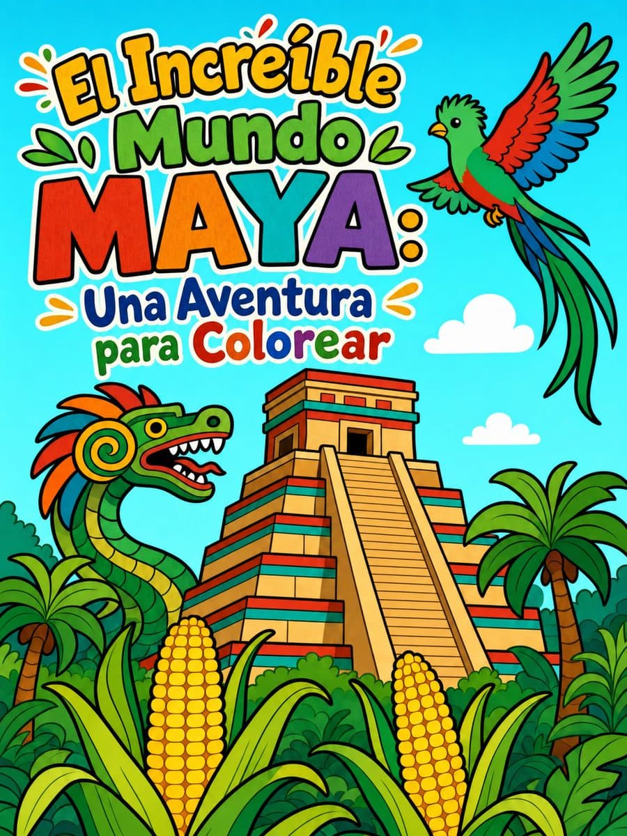 El Increíble Mundo Maya: Una Aventura para Colorear coloring book cover
